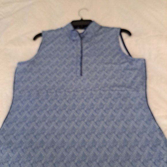 EP New York UPF+50 Sleeveless Blue Geometric 1/4 Zip Golf Dress Sz L EUC - Picture 5 of 11